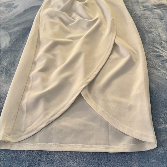 PrettyGarden Cream Asymmetrical Wrap Pencil Skirt Women’s Small NWT Midi - Picture 11 of 12